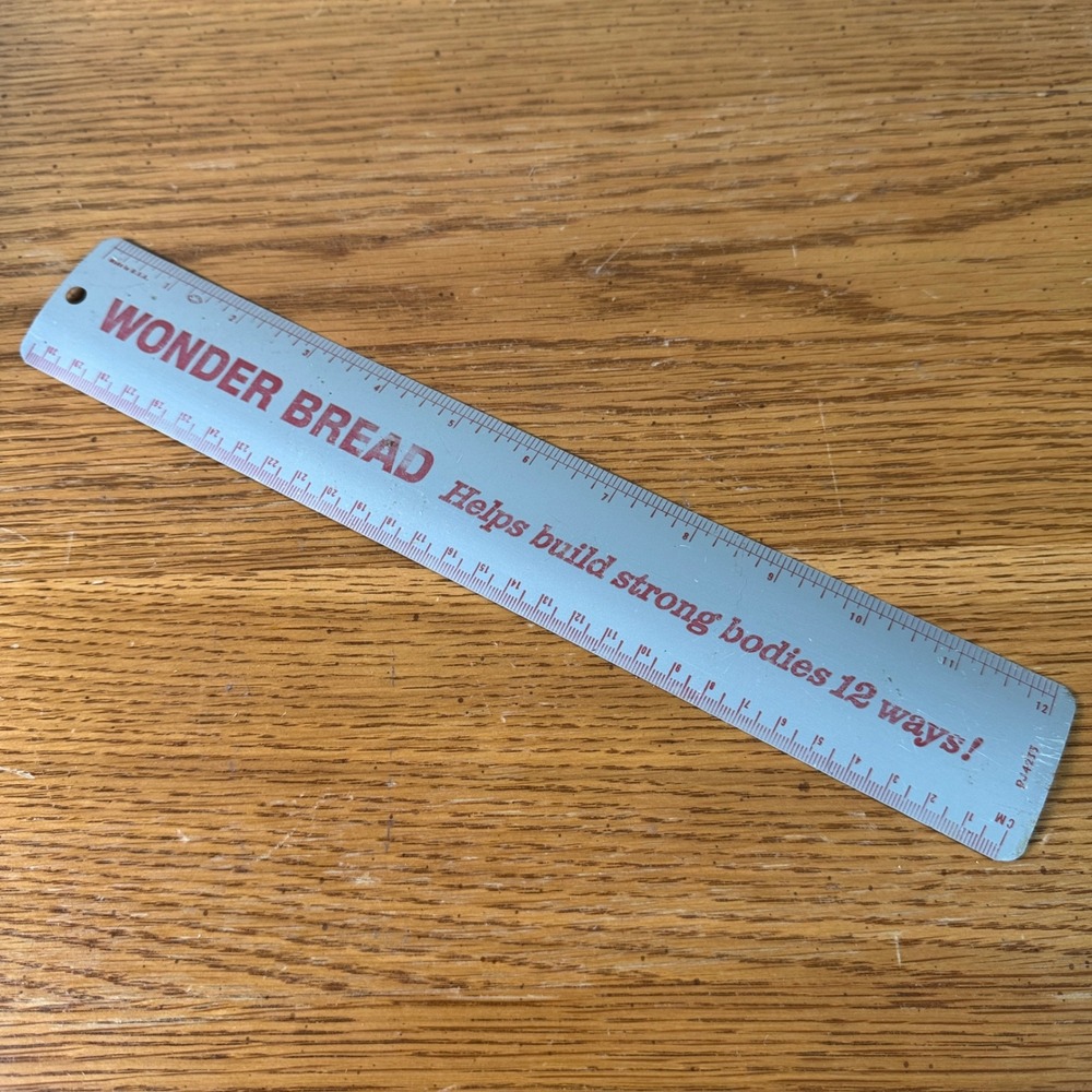 Vintage Wonder Bread Metal Ruler 12 Inch Advertising‎ Promo Made in USA